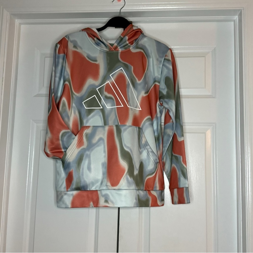 Adidas Big Boys L Heat Map Printed Hoodie